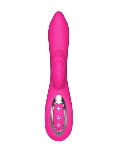 Розовый вибратор Nalone Touch2 с клиторальным стимулятором - 21,8 см.