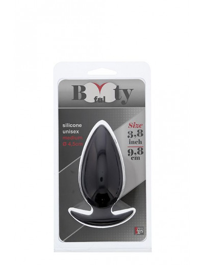 Чёрная анальная пробка BOOTYFUL ANAL PLUG MEDIUM BLACK - 9,8 см.
