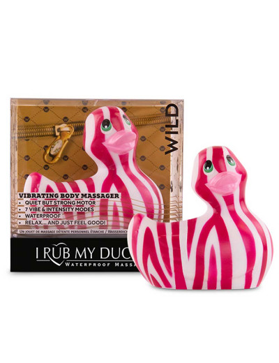Вибратор-уточка I Rub My Duckie 2.0 Wild с розово-белым анималистическим принтом