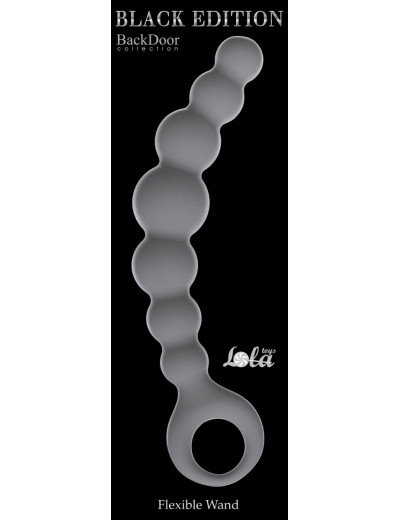 Серая упругая анальная цепочка Flexible Wand - 18 см.