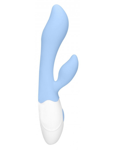 Голубой G-spot вибратор Sunset со стимулятором клитора - 20 см.