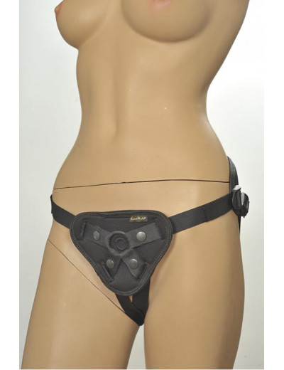 Чёрные трусики-джоки Kanikule Strap-on Harness universal Comfy Jock с плугом и кольцами