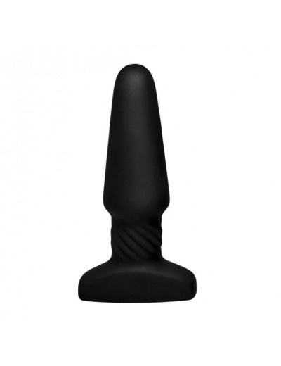 Черная анальная пробка Slim R Smooth Rimming Plug with Remote - 14 см.