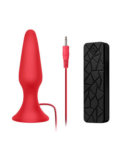 Красная анальная вибропробка с пультом управления MENZSTUFF 5INCH SLIM INTRUDER BUTT PLUG - 13 см.