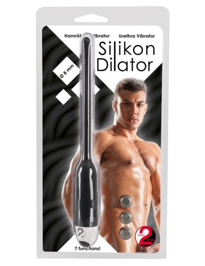 Черный силиконовый расширитель для уретры с вибрацией Silikon Dilator