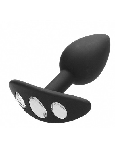 Черная анальная пробка Diamond Butt Plug With Handle - 8,6 см.