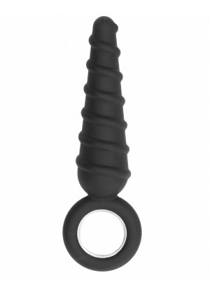 Анальная пробка со спиралью на поверхности No.60 Dildo With Metal Ring - 17,5 см.