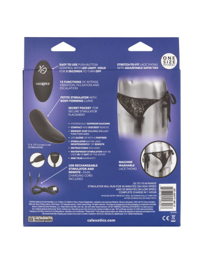 Черные кружевные трусики с вибратором для стимуляции клитора Remote Control Lace Thong Set