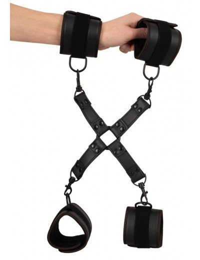 Черный набор крестовой фиксации Bondage Set