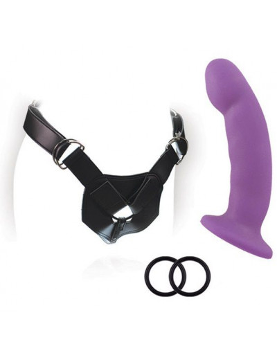 Изогнутый фаллоимитатор с креплением на регулируемом поясе ADVANCED HARNESS KIT WITH CICI - 15 см.