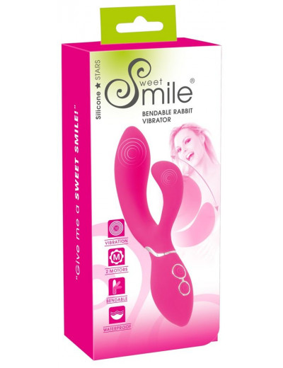 Ярко-розовый вибратор-кролик Bendable Rabbit Vibrator - 19,8 см.