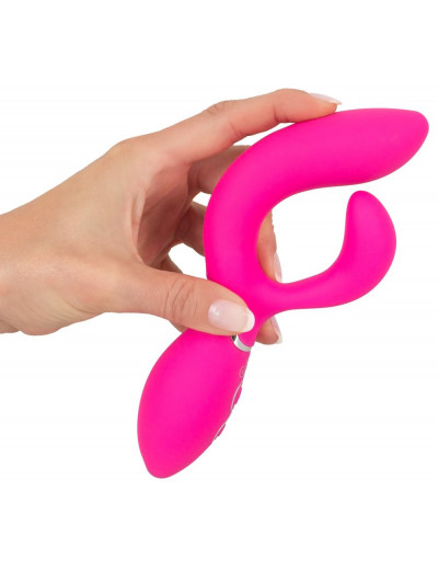 Ярко-розовый вибратор-кролик Bendable Rabbit Vibrator - 19,8 см.