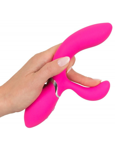 Ярко-розовый вибратор-кролик Bendable Rabbit Vibrator - 19,8 см.