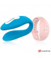 Голубой вибратор для пар с нежно-розовым пультом-часами Weatwatch Dual Pleasure Vibe