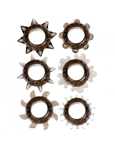 Набор из 6 дымчатых колец Tickler Set Textured Ring