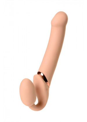 Телесный безремневой вибрострапон Vibrating Bendable Strap-On L