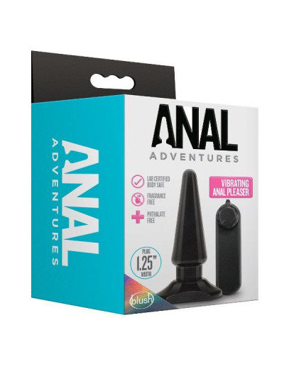Черная анальная пробка с вибрацией Basic Vibrating Anal Pleaser - 10,2 см.
