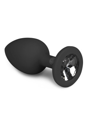 Черная анальная пробка с кристаллом Diamond Plug Small - 7,5 см.
