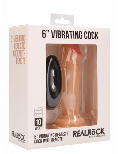 Телесный вибратор-реалистик Vibrating Realistic Cock 6  - 15 см.
