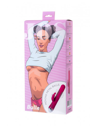 Розовый вибратор с клиторальным стимулятором BALLE - 23 см.