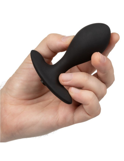 Черная расширяющаяся анальная пробка Weighted Silicone Inflatable Plug M