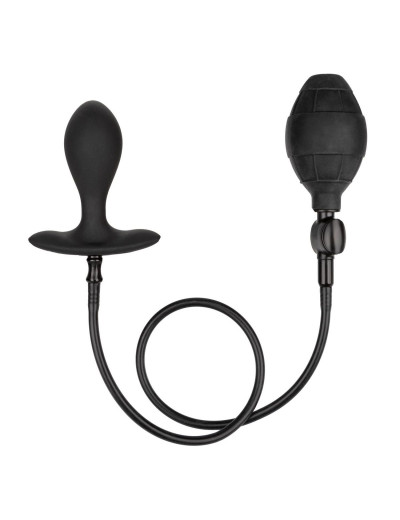 Черная расширяющаяся анальная пробка Weighted Silicone Inflatable Plug M