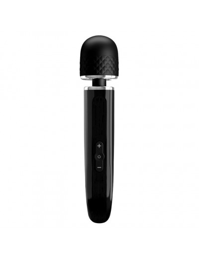 Черный мощный жезловый вибратор с изогнутой ручкой Charming Massager - 24 см.