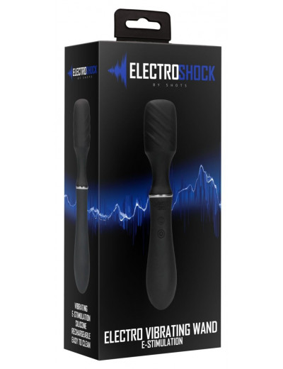 Черный универсальный вибратор с электростимуляцией Electro Vibrating Wand