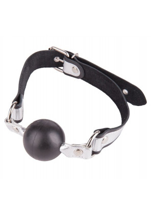 Кляп-шарик на серебристо-черных ремешках