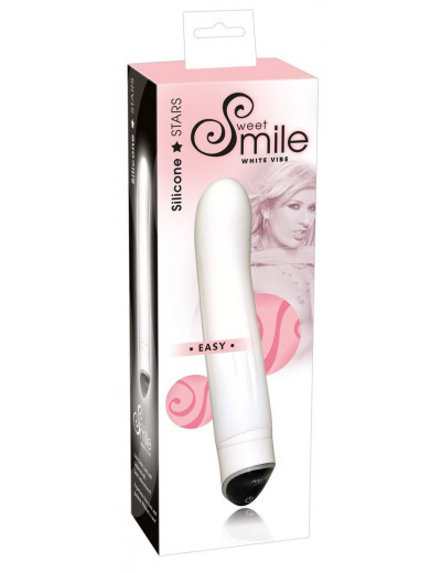 Белоснежный вибратор Smile Easy из силикона - 22 см.