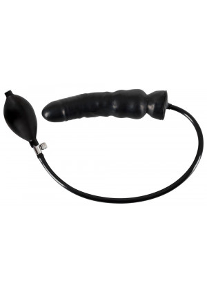 Чёрный надувной фаллоимитатор из латекса Inflatable Latex Dildo - 20 см.