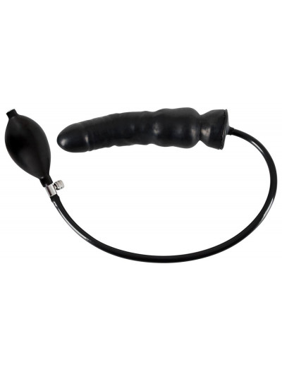 Чёрный надувной фаллоимитатор из латекса Inflatable Latex Dildo - 20 см.