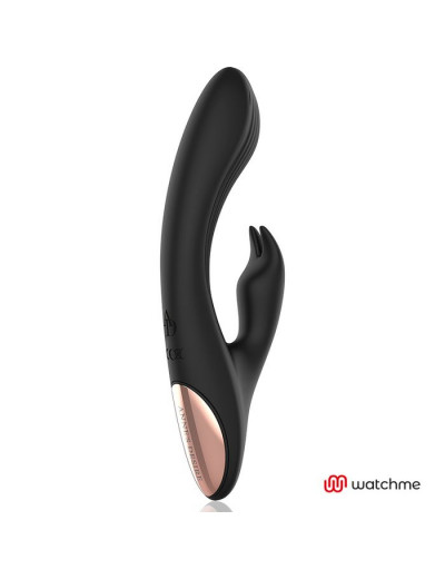 Черный вибратор-кролик с пультом-часами Anne s Desire Rabbit Vibe Wireless Watchme - 20,5 см.