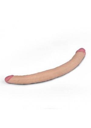 Телесный двусторонний фаллоимитатор 14  King Size Realistic Ladykiller Tapered Double Penetration - 35,5 см.