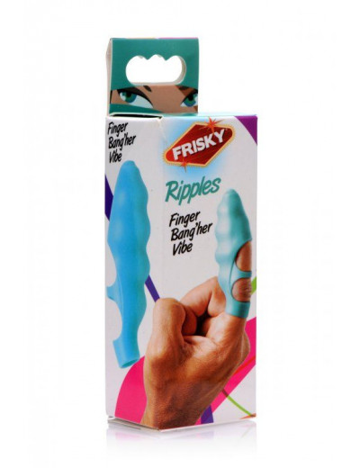 Голубая насадка на палец Finger Bang-her Vibe с вибрацией