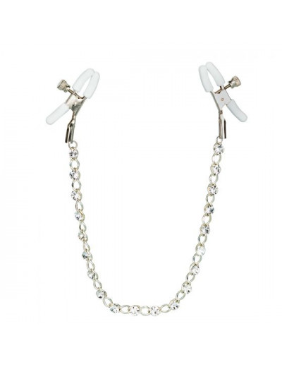 Зажимы на соски с серебристой цепочкой и кристаллами Crystal Chain Nipple Clamps