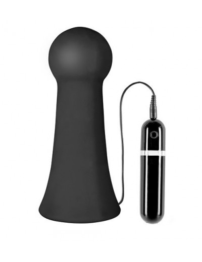 Большая чёрная вибропробка MENZSTUFF VIBRATING BUTTCRASHER BULBOUS - 20 см.