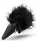 Силиконовая анальная пробка с чёрным заячьим хвостом Bunny Tail Pom Plug - 12,7 см.