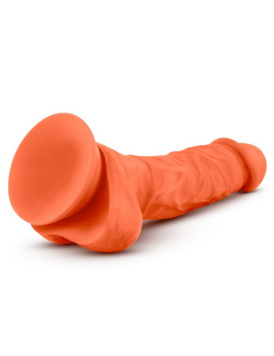 Оранжевый фаллоимитатор 7.5 Inch Silicone Dual Density Cock with Balls - 19 см.