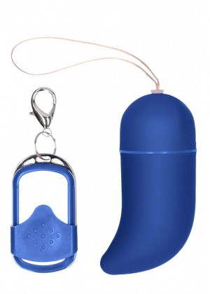 Синее виброяйцо Medium Wireless Vibrating G-Spot Egg с пультом - 7,5 см.