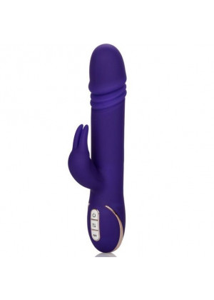 Фиолетовый вибратор с поступательным движением Jack Rabbit Signature Silicone Thrusting Rabbit - 20 см.
