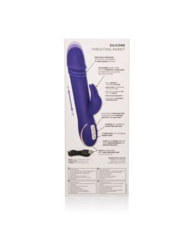 Фиолетовый вибратор с поступательным движением Jack Rabbit Signature Silicone Thrusting Rabbit - 20 см.