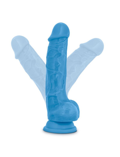 Голубой реалистичный фаллоимитатор на присоске NEO 7.5INCH DUAL DENSITY COCK W. BALLS - 19 см.
