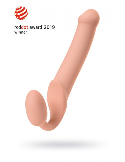 Телесный безремневой страпон Silicone Bendable Strap-On XL