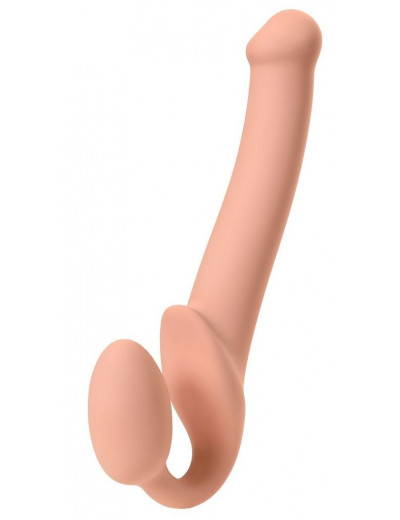 Телесный безремневой страпон Silicone Bendable Strap-On XL