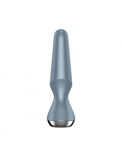 Серая анальная пробка с вибрацией Satisfyer Plug-ilicious 2 - 14 см.