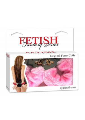 Металлические наручники Original Furry Cuffs с розовым мехом