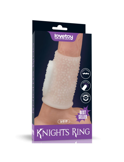 Белая вибронасадка на пенис Knights Ring с пупырышками