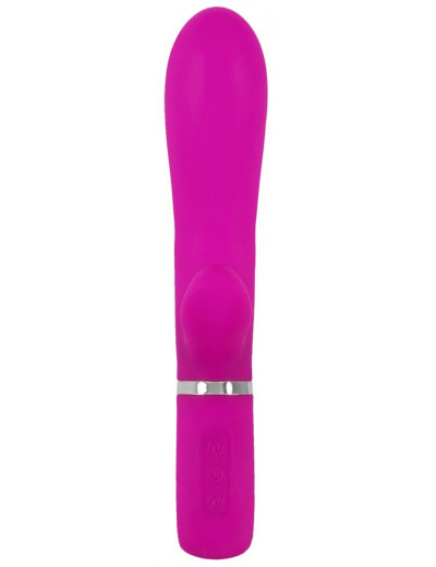 Лиловый вибратор с клиторальным отростком Super Soft Silicone Rabbit Vibrator - 20,2 см.