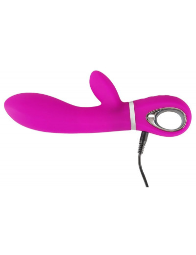 Лиловый вибратор с клиторальным отростком Super Soft Silicone Rabbit Vibrator - 20,2 см.